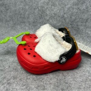 Crocs Little Santa Classic Lined Clog Toddler Size C4 Red Christmas Santa Belt